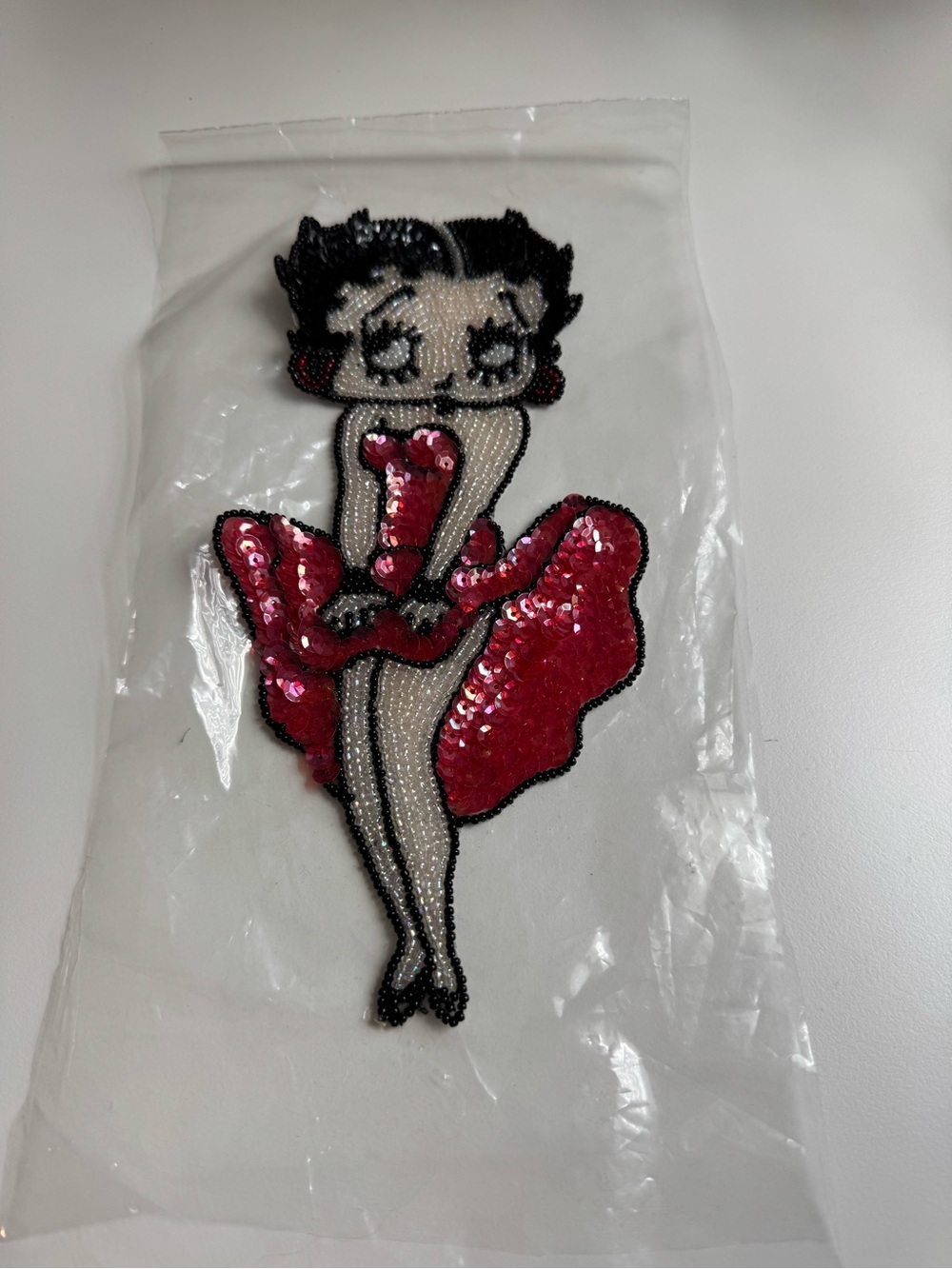 Sequined Betty Boop w Red Dress 
Stick on patch